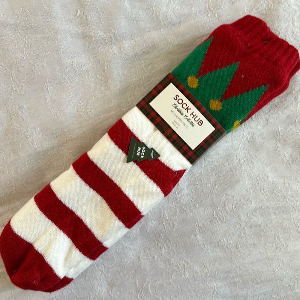 Sock Hub Christmas Collection Holiday Striped Slipper Socks Mens Sock Size 10-13